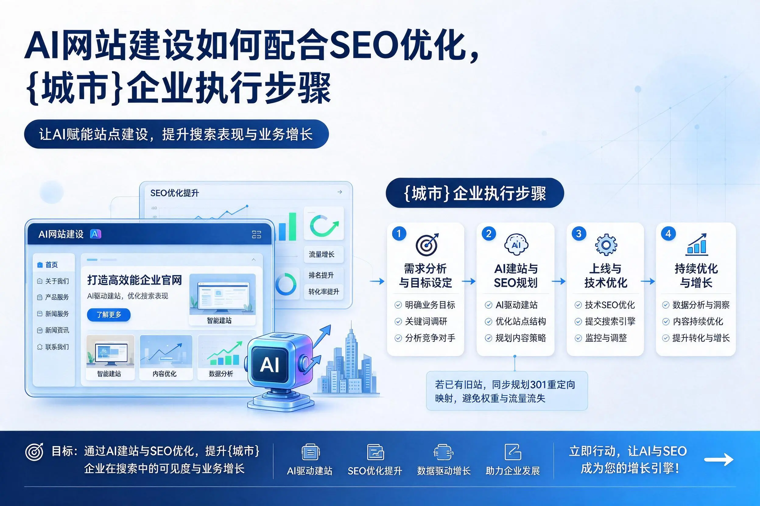 AI网站建设如何配合SEO优化,甘肃企业执行步骤